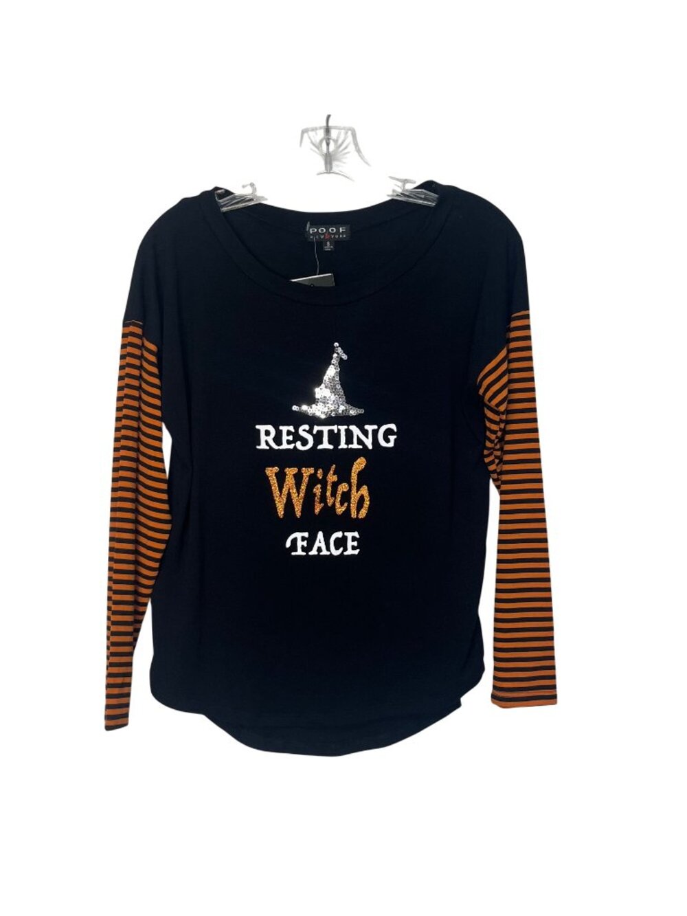 Poof Halloween Resting Witch Face Graphic Shirt Small Black Orange New